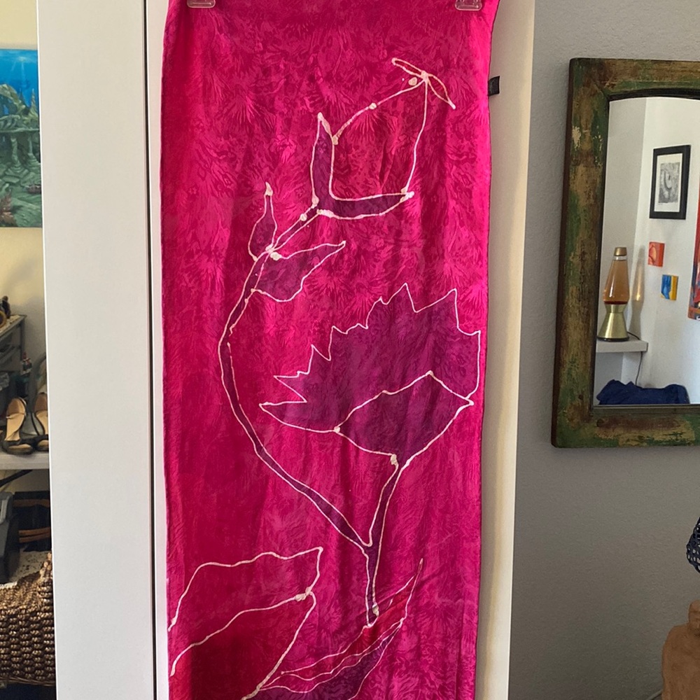 K.A.T.’s Washable Silk Jacquard & Batik Scarf GUC